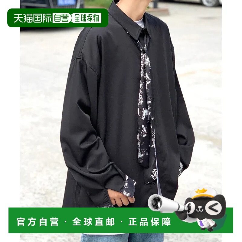 1h可退 日本直邮neos男女同款宽松版型领带设计长袖衬衫 时尚韩风