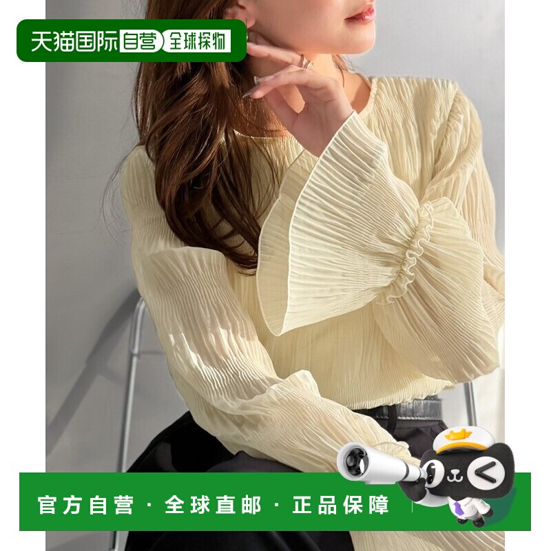 日本直邮classicalelf女装长袖透视褶皱衬衫 前后两穿蝴蝶结糖果