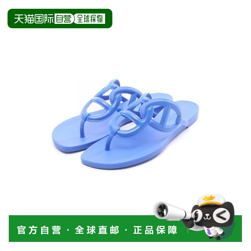 日本直邮中古Hermes爱马仕女A级95新sandals凉鞋牛皮鞋蓝色