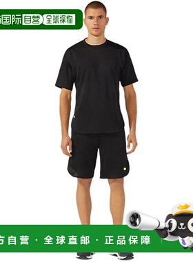 日本直邮ASICS 衬衫短袖男士降温保暖反光跑步训练黑白色 2033A82