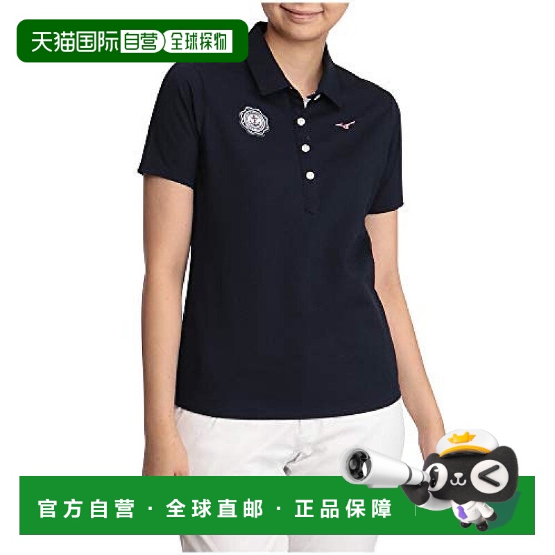 【日本直邮】Mizuno美津浓高尔夫短袖POLO衫女式M藏青 52MA1201