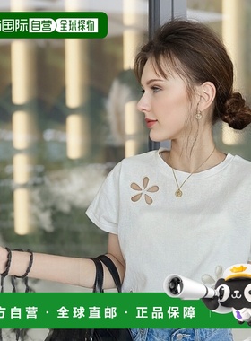 1h可退 日本直邮moment+ 女士花卉刺绣短袖T恤 mt07161