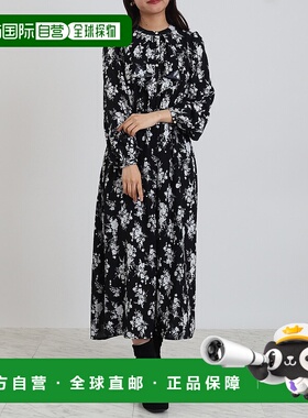 1h可退 日本直邮ASTORIA ODIER 女装 花柄荷叶边连衣裙 松紧腰显