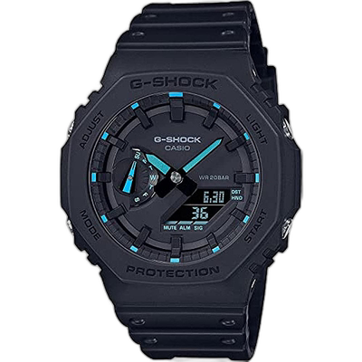 【日本直邮】G Shock卡西欧 手表 男款霓虹灯系列 黑+蓝色GA2100-