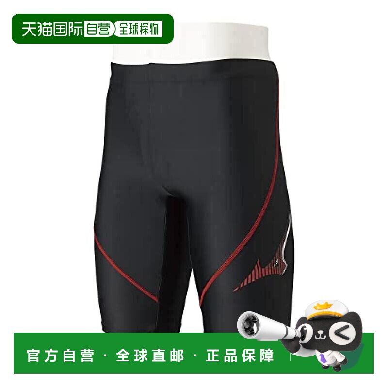 【日本直邮】美津浓MIZUNO男士五分泳裤N2JB1611黑色/红色S紧身裤