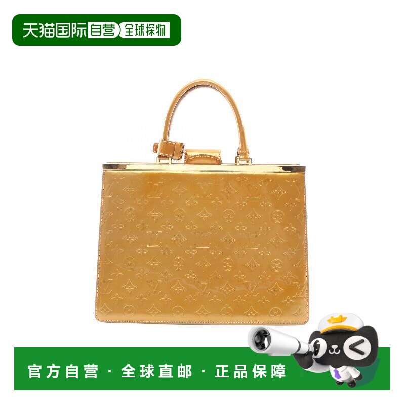 日本直邮中古LV路易威登女包B级9新handbag手提包漆皮手提包浅褐