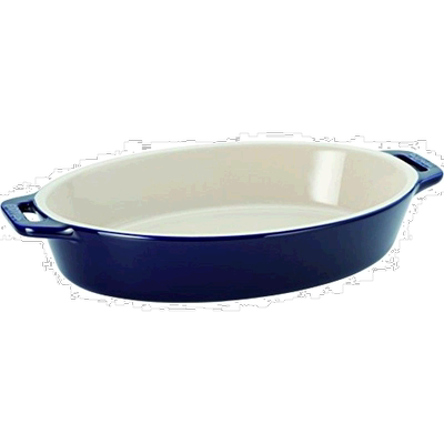 【日本直邮】Staub“椭圆盘盛大蓝色 23厘米”陶瓷烤盘烤箱微波炉