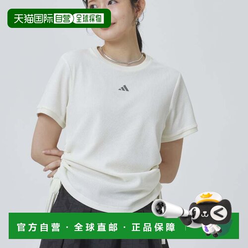 日本直邮ALPEN 女士T恤 KV4662 米白色 侧边褶皱运动华夫格短袖