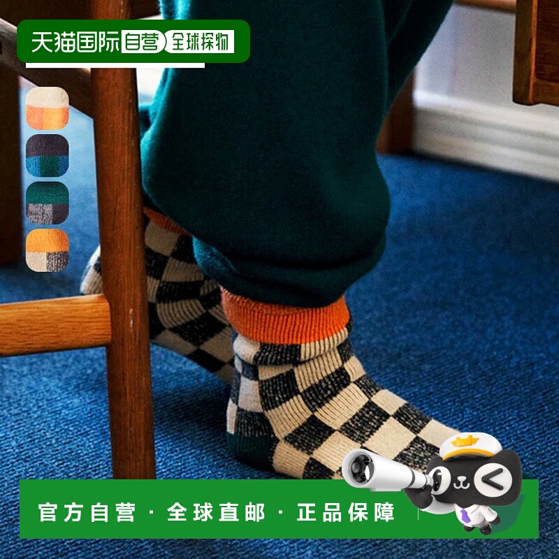 日本直邮ROTOTO PILE ROOM SOCKS“棋盘格”男女通用 R1497 袜子