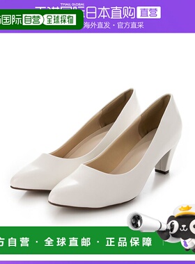 【日本直邮】Menuemenueflyly4E粗跟尖头6厘米高跟鞋（白色浅口单