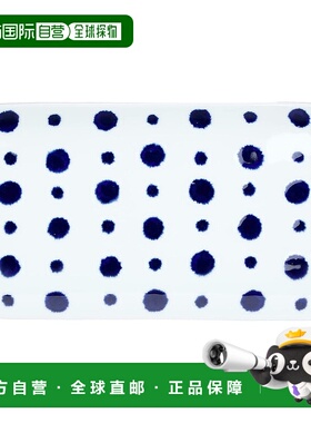 【日本直邮】波佐見焼 靛蓝染玉 长方形盘子 蓝染圆点 32568瓷器