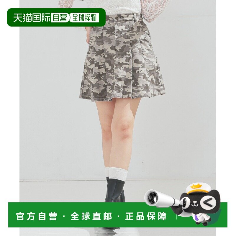 日本直邮Honeys 女装 迷彩印花迷你短裙 半拉链 双口袋 韩国风 54