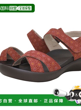 日本直邮RegettaCanoe 日式麻叶图案凉鞋平坡跟后带交叉带低跟CJF