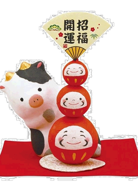 日本直邮龙虎摆件招福吉祥物花牛开运做工精致手工制作礼物