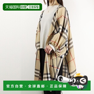 日本直邮Burberry 刺绣棉质斗篷斗篷雨披外套复古格纹棉质女士 80