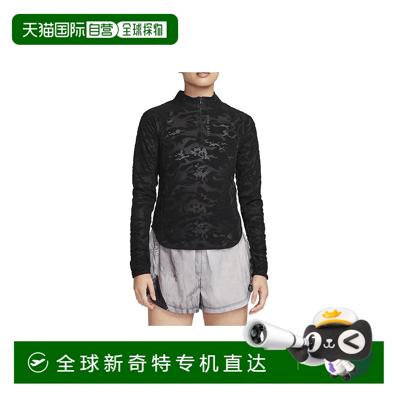 日本直邮Nike/耐克 图案满印圆领长袖T恤 女款 黑色 吸汗透气