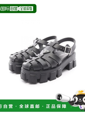 日本直邮中古Prada普拉达女A级95新Sandals凉鞋牛皮鞋黑色
