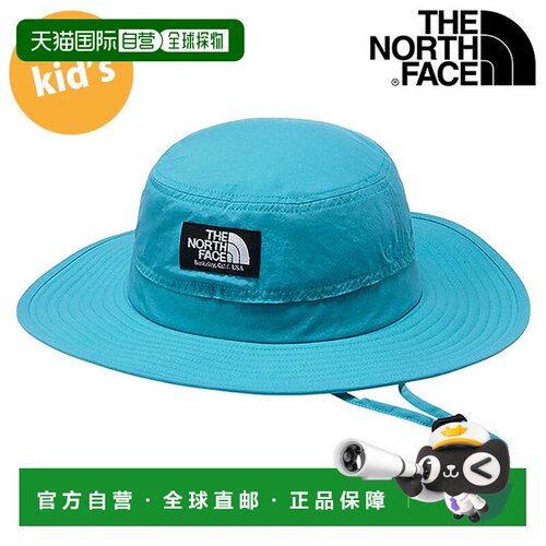 日本直邮THE NORTH FACE 儿童遮阳帽 蓝色 河冰 UV防护 带下巴绳