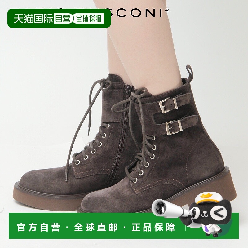 日本直邮FABIO RUSCONI 女士短款系带战斗靴绒面革和真皮材质 (MQ