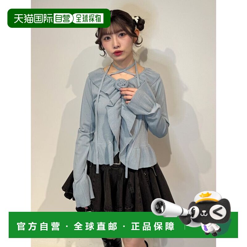 日本直邮jouetie 女装 蕾丝边饰胸花针织上衣 0826126004