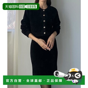 1h可退 日本直邮JUNOAH Louere 微妙纽扣圆领针织开衫+迷你裙套装