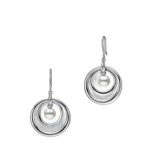 日本直邮Mikimoto御木本珍珠耳钉耳环水润银环挂珠莹亮正圆首饰