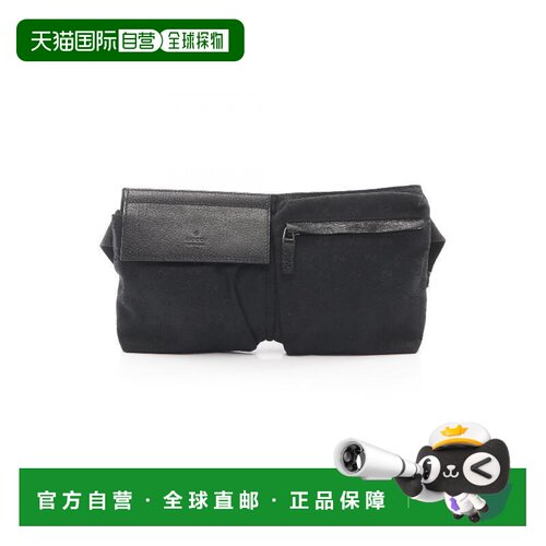 日本直邮中古Gucci古驰女包B级9新body bag随身包帆布腰包黑色