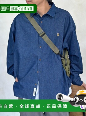 1h可退 日本直邮U.S. POLO ASSN.男装宽松版型丹宁衬衫 单点刺绣