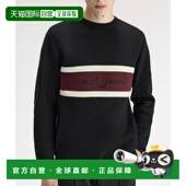 1h可退 K232 全棉刺绣拼接圆领针织衫 日本直邮FRED PERRY男女同款
