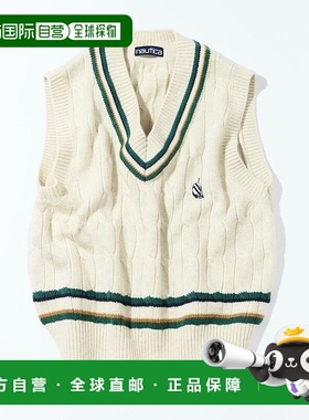1h可退 日本直邮NAUTICA 女装 羊毛混纺复古切爾登針織背心 11362