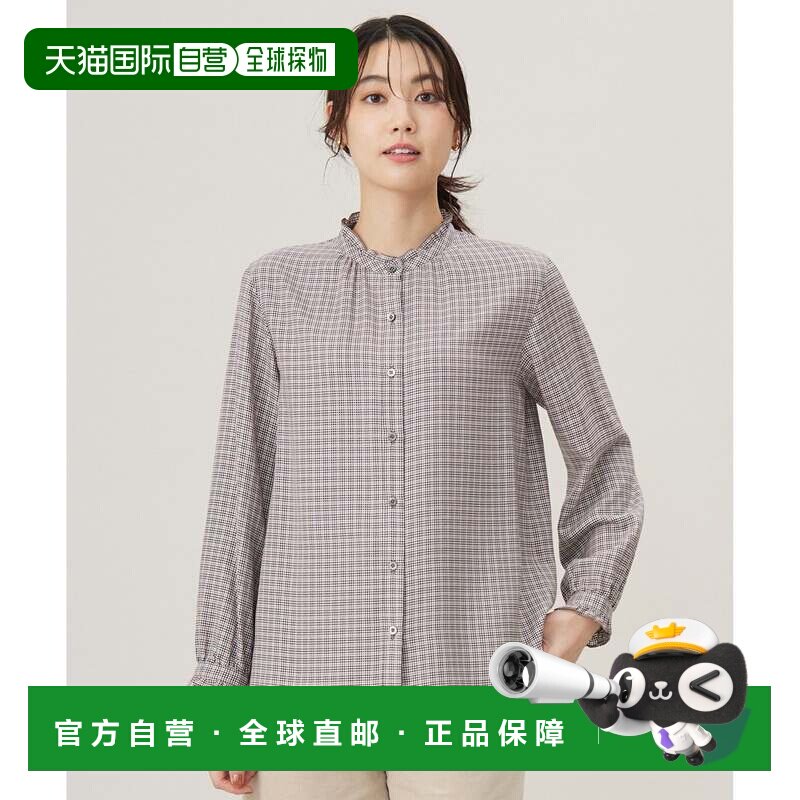 日本直邮ONWARD J.PRESS LADIES L 可水洗 筒仓格纹与条纹衬衫 单