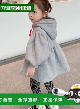 1h可退 日本直邮lulu noix 儿童加厚连帽卫衣裙 裏起毛保暖冬装 N