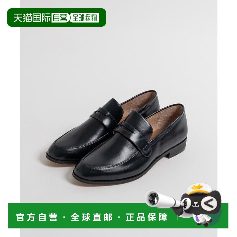 日本直邮Randa 真皮皮革硬币乐福鞋高跟鞋 黑色 RA041BW015689