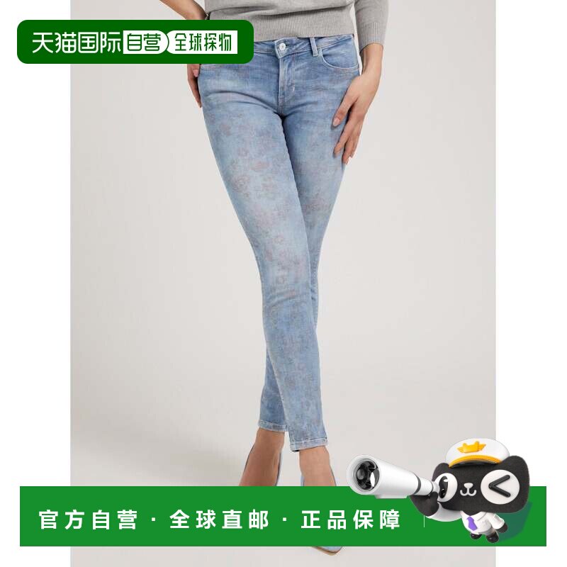 日本直邮GUESS 满印牛仔长裤（女款）牛仔裤紧身裤