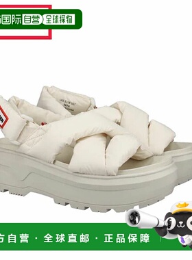 日本直邮Hunter男女通用City Liber帆布奶油色泡泡袖交叉凉鞋（UF