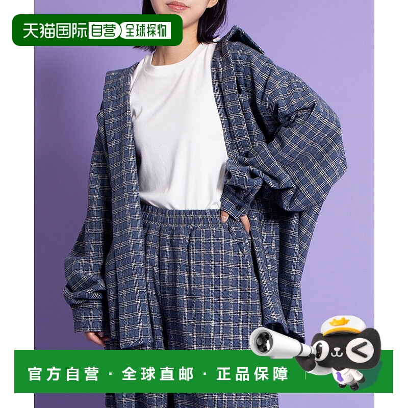 1h可退 日本直邮PUNYUS 男女同款 宽松格纹大版型衬衫 胸前口袋设