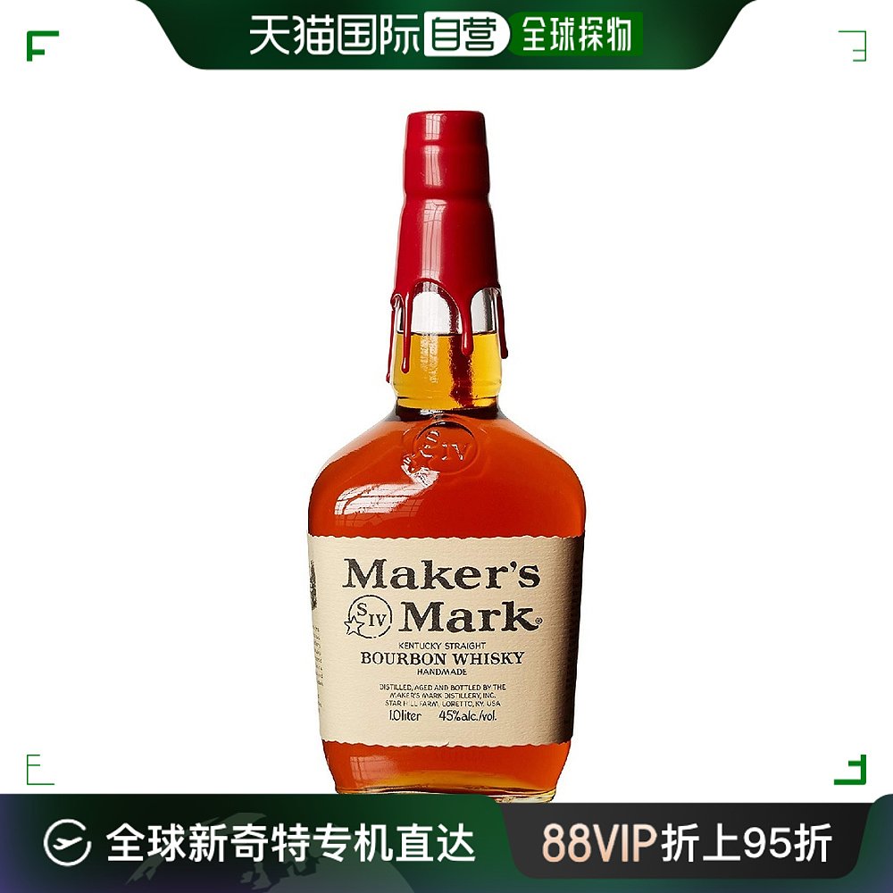 【日本直邮】makers mark美格波本威士忌45度进口洋酒1000mlx6瓶