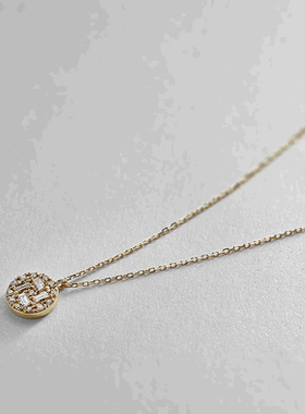 日潮跑腿COCOSHNIK K18 钻石组合密钉圆形项链 43吊坠