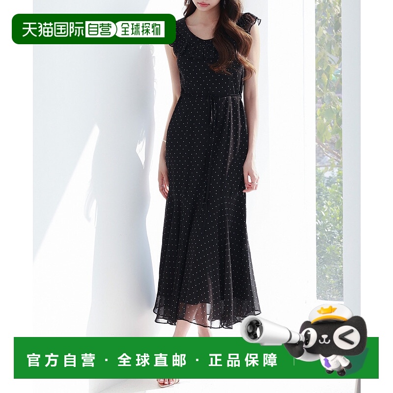 1h可退 日本直邮SAISON DE PAPILLON 女士圆领点点雪纺长款连衣裙