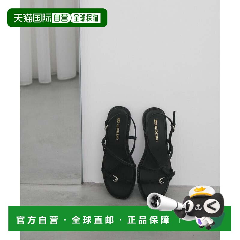日本直邮URBAN RESEARCH 水钻绑带凉鞋 黑色