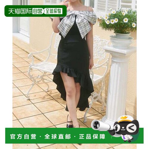 日本直邮NICE CLAUP Belle Charme 不对称荷叶边半身裙 黑色