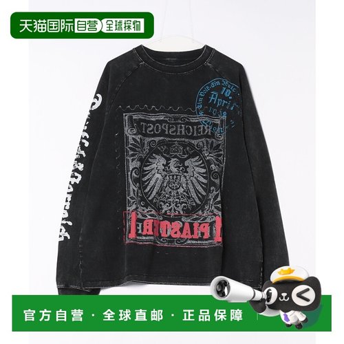 1h可退 日本直邮DANKE SCHON 男女同款 化学洗水宽松长袖T恤 切手