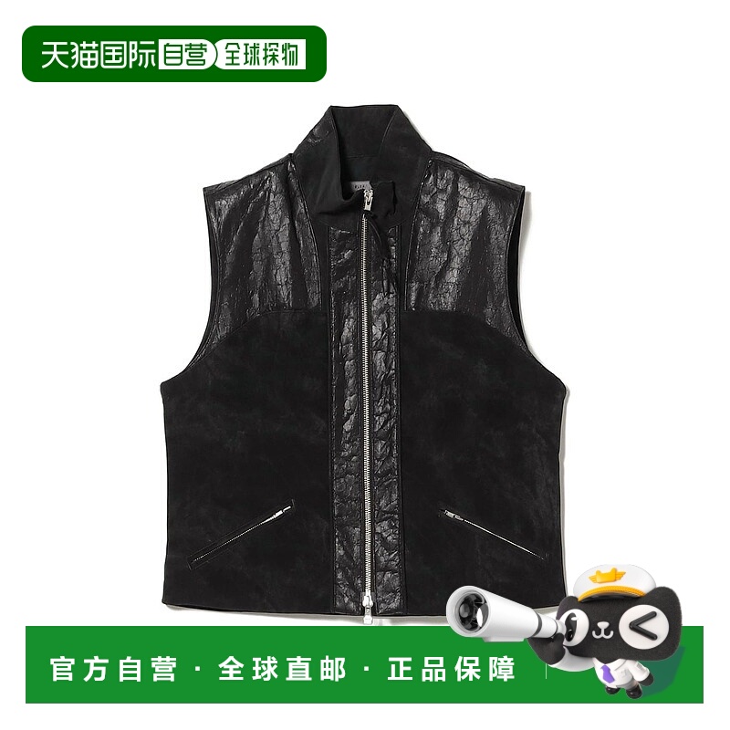 1h可退 日本直邮XLIM男装立体感仿皮拼接半拉链宽松背心 11060565