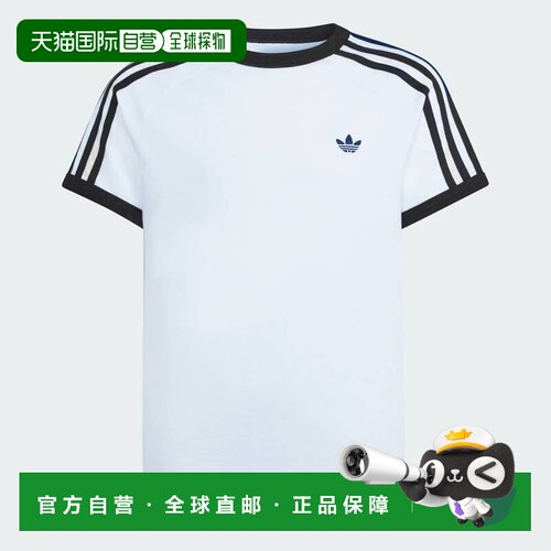 日本直邮Adidas/阿迪达斯Logo条纹圆领套头短袖T恤儿童款 KE0920