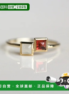 1h可退 日本直邮cui-cui天然garnetmoonstoneK10YG黄金戒指cuicui