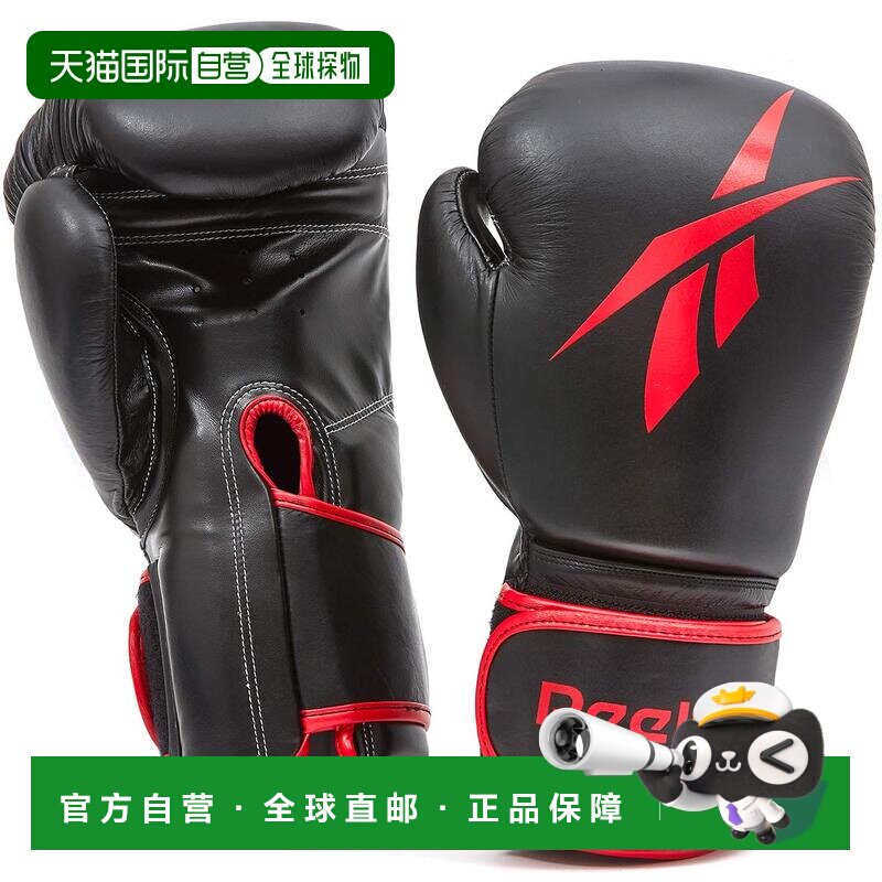 【日本直邮】Reebok 格斗/拳击手套 皮革和 PU 黑色/红色 16 盎司