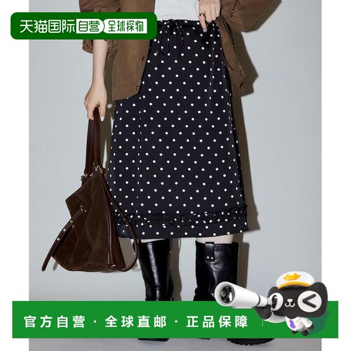 日本直邮PUBLUX 女装 波点中长裙 透感轻盈 裙摆荷叶边设计 32192