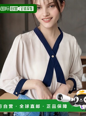 1h可退 日本直邮moment+女士波浪领带风格长袖衬衫 mt02397