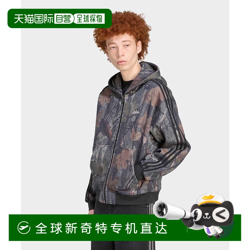 1h可退 日本直邮adidas 男女同款 摩登宽松连帽卫衣 卡其迷彩印花