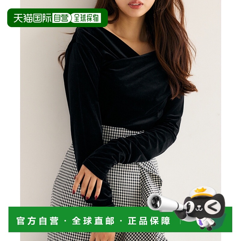 1h可退 日本直邮rienda 女装 高级光泽感 宽松半袖卡什卡肩上衣 1